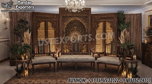 Cadres en bois de style marocain inspirés du Jali pour la décoration de scène de mariage, thèmes uniques Nuit Arabe, panneaux de style vintage - Product Image 2