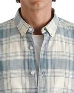 Chemise décontractée à carreaux bleu clair pour homme, en coton et polyester, à manches longues, boutonnée, pour les acheteurs en gros. - Product Image 4