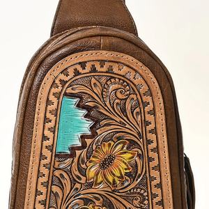 Bolso bandolera de estilo occidental de cuero de calidad superior con cremallera y girasol, bolso de mensajero de moda de vaquera al mejor precio - Product Image 3