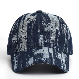Gorra de Béisbol VORNEX INDUSTRY con Diseño Indigo, Efecto Desgastado, Textura Tejida, Visera Desgarrada, Hebilla Ajustable, Secado Rápido, OEM - Product Image 2