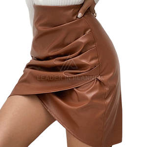Jupe en cuir pour femme, fabrication sur mesure, design personnalisé avec votre propre logo, vêtements décontractés confortables, vente en gros de jupes en cuir pour femme - Product Image 4
