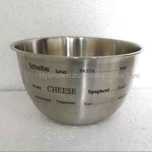 Ensemble de 3 saladiers décoratifs en acier inoxydable poli avec impression textile, écologiques, pour centre de table - Product Image 3