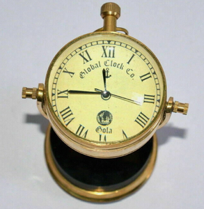 Vintage Brass Desk <b>Clock</b> Round Table <b>Clock</b> Mechanical Analog Timepiece for Home Office Study Decor - Product Image 3