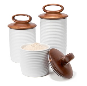 Minimalist Ceramic Pantry Canister Loop Handle Lid Airtight <b>Storage</b> Jar Modern <b>Kitchen</b> Organizer Elegant Counter Essential - Product Image 5