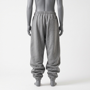 Light Grey Oversized Jogger Sweatpants <b>Men</b> Navy Cream Varsity Letter Embroidery Elastic Cuffed Ankle Fleece Joggers Baggy <b>Lounge</b> - Product Image 2