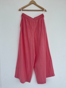 Pantalon palazzo rose en coton flammé à jambe large, taille haute, coupe ample, style bohème décontracté, style lin, culotte, fabricant - Product Image 2