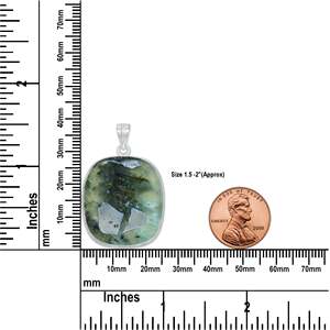 925 Solid Sterling <b>Silver</b> Natural Prehnite Fine <b>Charm</b> Pendant Semi Precious Birthstone Luxury Dainty Gemstone Jewelry For Her - Product Image 3