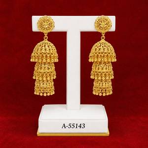 Ethnic Designer Circular Dangle <b>Earrings</b> with <b>Chain</b> Tassels – Gold & Silver Finish Party Wear55134 - Product Image 2