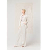 Blazer de bureau pour femme en gros SOLVIRE TEXTURE BLAZER – Blazer formel pour femme en lin premium texturé et fait main, avec bords effilochés, ODM