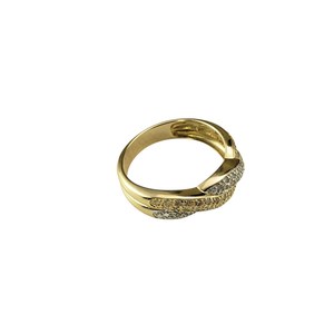 Bague en or 14K/18K avec diamant de laboratoire, bague croisée bicolore or et diamant, bague de luxe en or avec pavé de diamants, pour un usage quotidien - Product Image 2