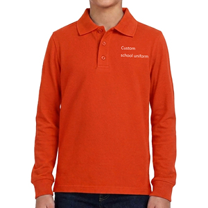 เสื้อโปโลแขนยาวผ้าคอตตอนผสม ปลายแขนถักแบบเรียบ สีสันหลากหลาย สำหรับเด็กนักเรียนชายหญิง แบบสั่งทำพิเศษ - Product Image 1