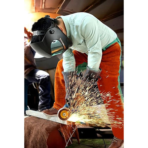 Premium Quality Cowhide <b>Split</b> Leather & FR Cotton Welding Pants Flame Resistant Heavy Duty Firefighting Work Safety <b>Trousers</b> - Product Image 6