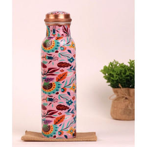 Pastel Folk Art Copper <b>Water</b> <b>Bottle</b> Colorful Nature Print Reusable Leakproof Drink <b>Bottle</b> For Daily Use Travel And Gifting - Product Image 1