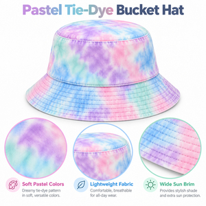 Chapeau Bob Tie-Dye Pastel en Toile de Coton Unisexe Décontracté Style Adulte Printemps-Été Chapeau de Plage Décontracté pour l'Extérieur Chapeau de Voyage et de Cyclisme - Product Image 5