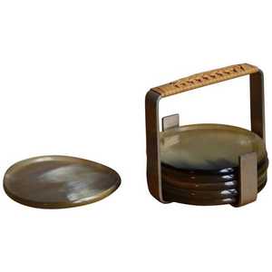 Vintage Finished Buffalo Horn Coaster Set For <b>Bars</b> Home Luxury Round Beverage Coasters Eco Friendly Tableware Wholesale Supplier - Product Image 1