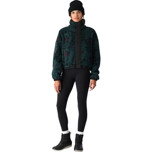 Women Sherpa <b>Lined</b> <b>Fleece</b> <b>Jacket</b> Floral Embroidered Winter Outerwear Stand Collar Full Sleeve Casual Coat - Product Image 1