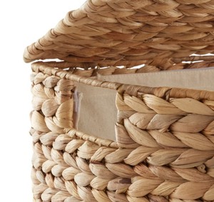 Natural Water Hyacinth Laundry Basket Corner <b>Hamper</b> with Lid Handwoven Straw Toy Clothes Storage Bin Home Organization Bulk - Product Image 4