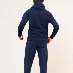 Conjunto de Sudadera con Capucha Azul Marino para Hombre, Pantalones Deportivos Casuales de Color Sólido, Chándal Completo, Ropa Deportiva de Invierno, 100% Algodón Felpa - Product Image 2