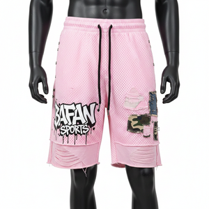 <b>Men</b> High Quality Polyester Mesh <b>Shorts</b> 180 GSM Lightweight Breathable Pink <b>Patch</b> Panel <b>Shorts</b> Custom Workout Mesh <b>men's</b> <b>shorts</b> - Product Image 6