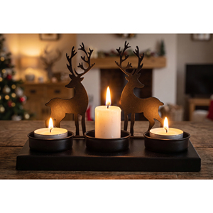 Black Powder Coating Finish Reindeer 3 Cup <b>Candle</b> Holder Metal Silhouette Design For Christmas Decoration & <b>Winter</b> Tabletop - Product Image 6