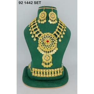 Geometric Pattern Trendy Alloy Choker Set Women's Engagement Anniversary <b>Gift</b> Dubai Gold Plated Jewelry Set Dubai Special Set - Product Image 1