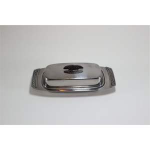 Plateau à beurre en acier inoxydable poli miroir, avec plateau intérieur en verre épaissi, boîte à beurre en métal pour hôtels et restaurants (vente en gros) - Product Image 3