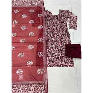 KOTA MODA CHECKS IMPRESO DIGITAL INFERIOR SUPERIOR CON DUPATTA MAROON - Product Image 1