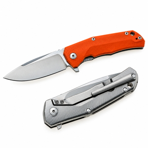 Couteaux pliants à manche orange avec lame en acier inoxydable argenté, poignée texturée, clip de poche et trou pour cordon pour une utilisation quotidienne en extérieur - Product Image 5