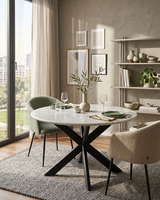 Table à manger ronde en marbre blanc, table pliante Lex
