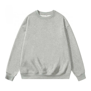 Sweat-shirt en molleton coupe classique pour homme, col rond, coupe-vent, 100% coton, décontracté, automne, gris, noir - Product Image 3