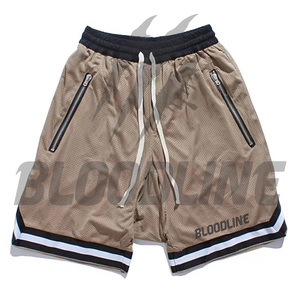 BLOODLINE Men's Black Mesh <b>Shorts</b> Mid Waist Drawstring Sporty Style with <b>Zip</b> <b>Pockets</b> Breathable Design - Product Image 4
