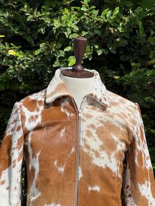 Women's Genuine Cowhide Hair On Leather Fringe <b>Jacket</b> Western Cowboy Cow Print <b>Zip</b> <b>Up</b> Biker Fashion Coat OEM ODM - Product Image 3