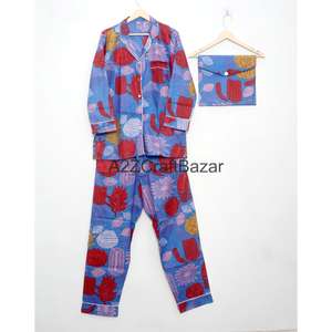 Conjunto de Pijama de 2 Piezas para Mujer, Hecho a Mano, de Lujo, Vintage, Romántico, Clásico, Floral, 100% Algodón, Suave, Transpirable, de Secado Rápido, con Cintura Elástica - Product Image 5