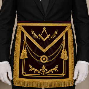 Custom Masonic <b>Master</b> Apron Detailed Embroidery Silk/Velvet Fabric Lightweight Square Shape Comfortable Design for Ceremonial - Product Image 3