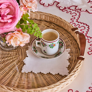 Classic Rattan Tray Round Woven Leather Handle Style Natural Material For Dining Room Decor Storage Serving Tray Wholesale - Product Image 3