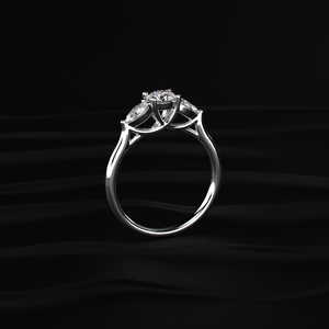 Anillo de Tres Piedras de Moissanita con Corte Redondo y en Forma de Pera, Plata 925, Oro 10k 14k 18k, Platino, 2.80 TCW, VVS, Incoloro, Joyería Nupcial Hecha a Mano - Product Image 4
