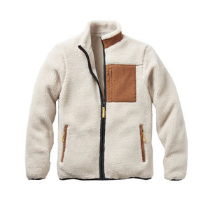 Veste en polaire sherpa de qualité supérieure, couleur blanche, col montant, fermeture éclair sur le devant, manches longues, légère, écologique, respirante pour homme - Product Image 1