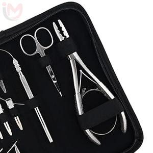 Kit de herramientas profesionales para extensiones de cabello, alicates de acero inoxidable, tijeras, micro anillos, herramienta de instalación de micro eslabones, alicates de crimpado. - Product Image 3