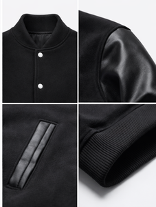 High Quality Custom Letterman Winter Varsity Bomber Baseball Jacket OEM Silk <b>Screen</b> Printed Wool Sleeve Front Logo for Men Women - Product Image 5