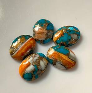 Turquesa natural de ostra, cabujón ovalado, piedra suelta con reverso plano para la fabricación de joyas - Product Image 6