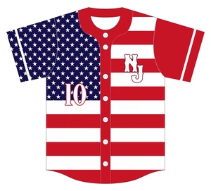Ensemble uniforme de baseball imprimé drapeau américain, maillot à manches courtes et pantalon en polyester sublimé, unisexe adulte toutes saisons - Product Image 2