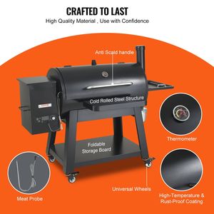 62-Inch Heavy Duty Iron Mini Tabletop Smoker Portable Propane Gas BBQ Grill with Charcoal Cover Cart for <b>Camping</b> Grills - Product Image 6