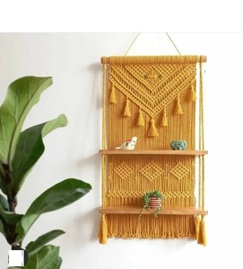 Support mural en macramé fait main pour plantes, panier suspendu pour décoration murale de jardin et style bohème, fournisseur indien - Product Image 2