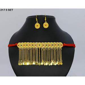 Gold Plated Brass Islamic Religious Jewelry Set for Women-Classic Stylish Design Engagement <b>Wedding</b> Eid Imitation Jewelry Sets - Product Image 4