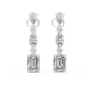 Lab Grown <b>Diamond</b> Drop <b>Earrings</b> Gold Plated <b>Dangle</b> <b>Earrings</b> Mixed Cut Jewelry for Wedding Party Gift - Product Image 1