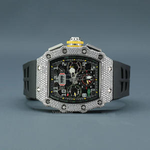 Vente en gros de montre-bracelet de luxe pour homme en acier inoxydable de haute qualité automatique analogique Moissanite glacé 41mm style hip hop verre antique - Product Image 1