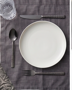Matte <b>Black</b> Flatware <b>Set</b> With Engraved Handles Minimalist Design Rust Resistant Metal <b>Cutlery</b> For Wedding Dining Party - Product Image 6