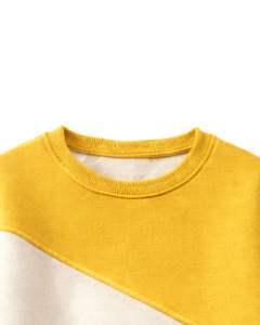 Sudadera personalizada amarilla y azul real para mujer, con bloques de color, cuello redondo, estilo casual, holgada, de invierno, top de moda personalizado. - Product Image 5