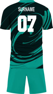Ensemble de maillots de football personnalisés sublimés pour hommes, manches courtes, col mandarin, vert et noir, 100 % polyester, respirant et anti-humidité, été - Product Image 3