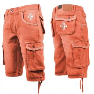 Pantalones Cortos de Mezclilla para Hombre, de Alta Calidad, con Estampado de Serigrafía, Estilo Jeans, de Pierna Ancha, Material Spandex/Poliéster - Product Image 1
